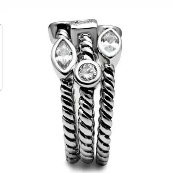 CZ CABLE STYLE CONFETTI RING - Picture 3 of 5